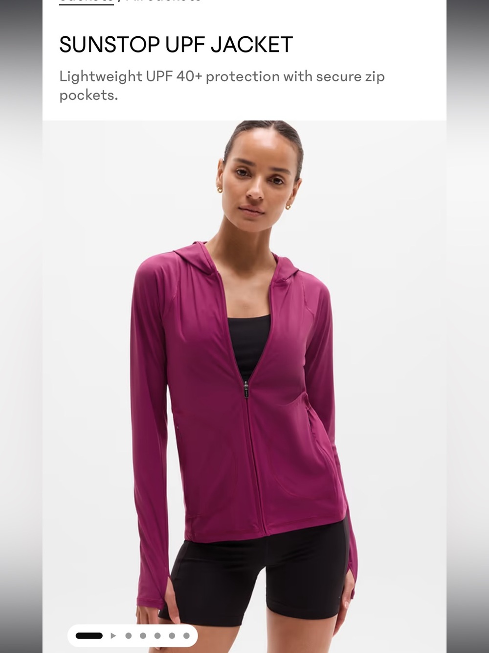Athleta Berry Zip-Up Lightweight Hoodie